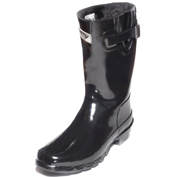 Women Rubber Rain Boots, Faux Fur Lined Rainboots - Picture 1 of 5